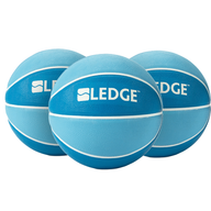 Three Ledge Lounger light blue and white basketballs from the Ledge Basketball Set of 3 are arranged closely together against a white background.