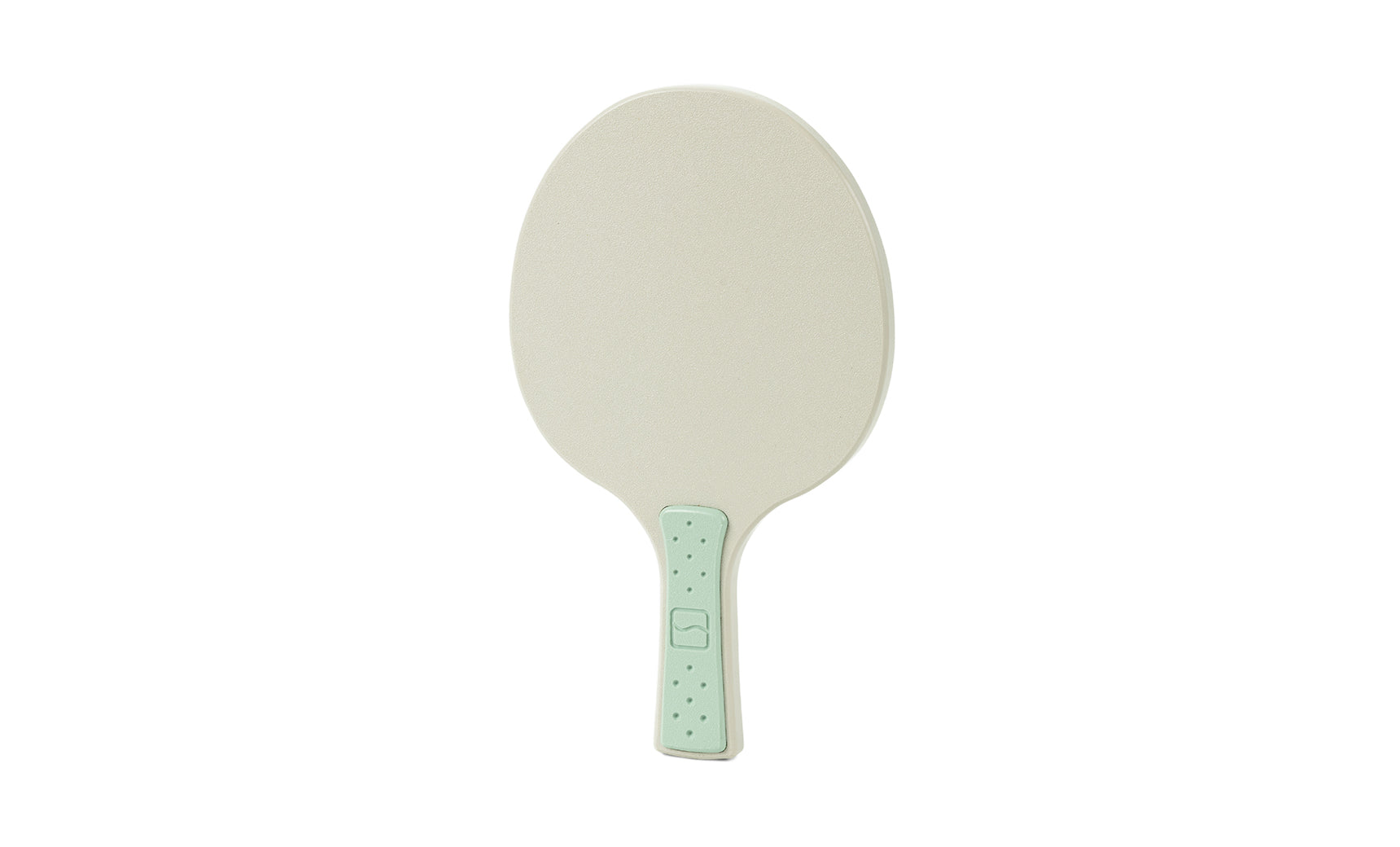 A simple beige Table Tennis Paddle with a light green handle from Ledge Lounger, shown against a white background.