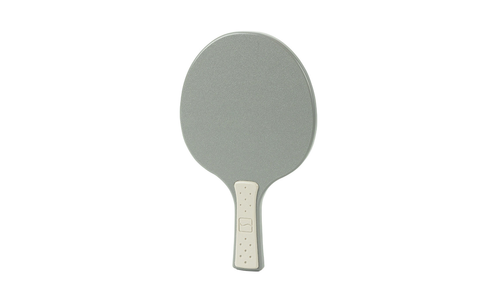 A Ledge Lounger Table Tennis Paddle with a gray face and light gray handle is displayed against a white background, ideal for the Ledge Table Tennis Set.