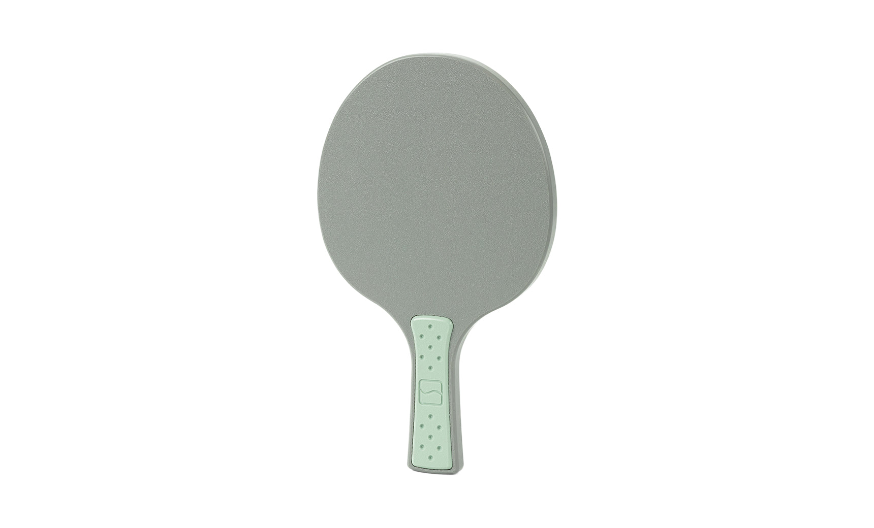 A gray and light green Table Tennis Paddle by Ledge Lounger, featuring a textured handle, is shown on a white background.