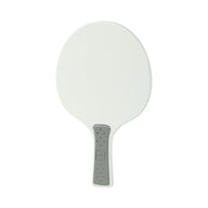 The Ledge Lounger Table Tennis Paddle features a white, oval design with a gray textured handle, showcased on a plain white background.