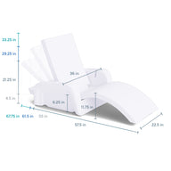 The Ledge Lounger Adjustable Chaise Island Lounge Set is perfect for patio or in-pool use; features 67.5"/61.5" length, 36"x22.5" seat, 11.75" height, back heights of 33.25/29.25/21.25", and 6.25" armrests—ideal for luxury lounging.