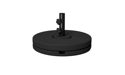 The Resin Coated Concrete Umbrella Base by Ledge Lounger has a sturdy black finish, a cylindrical pole, and two adjustable knobs. It offers reliable support for center pole umbrellas, ensuring stability for your outdoor patio or garden dining experience.