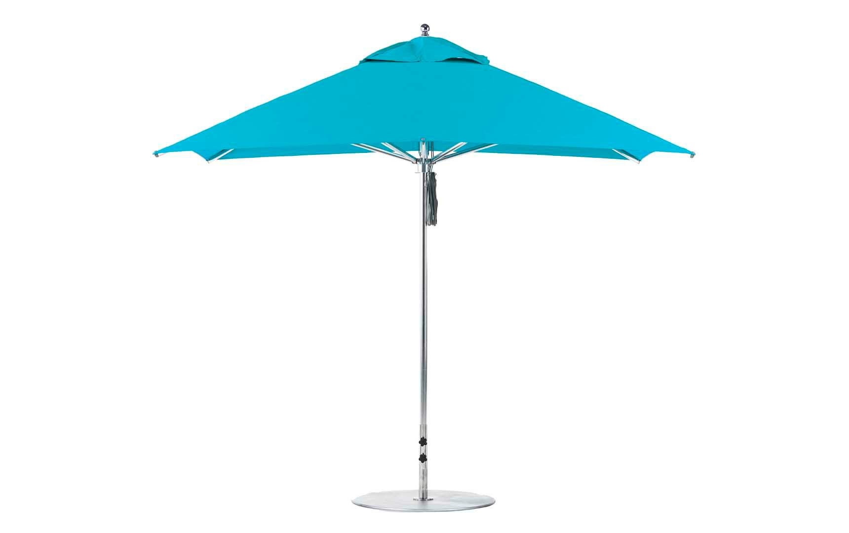 flat patio umbrella base with adustable pole 10' Square Pulley Premier Umbrella