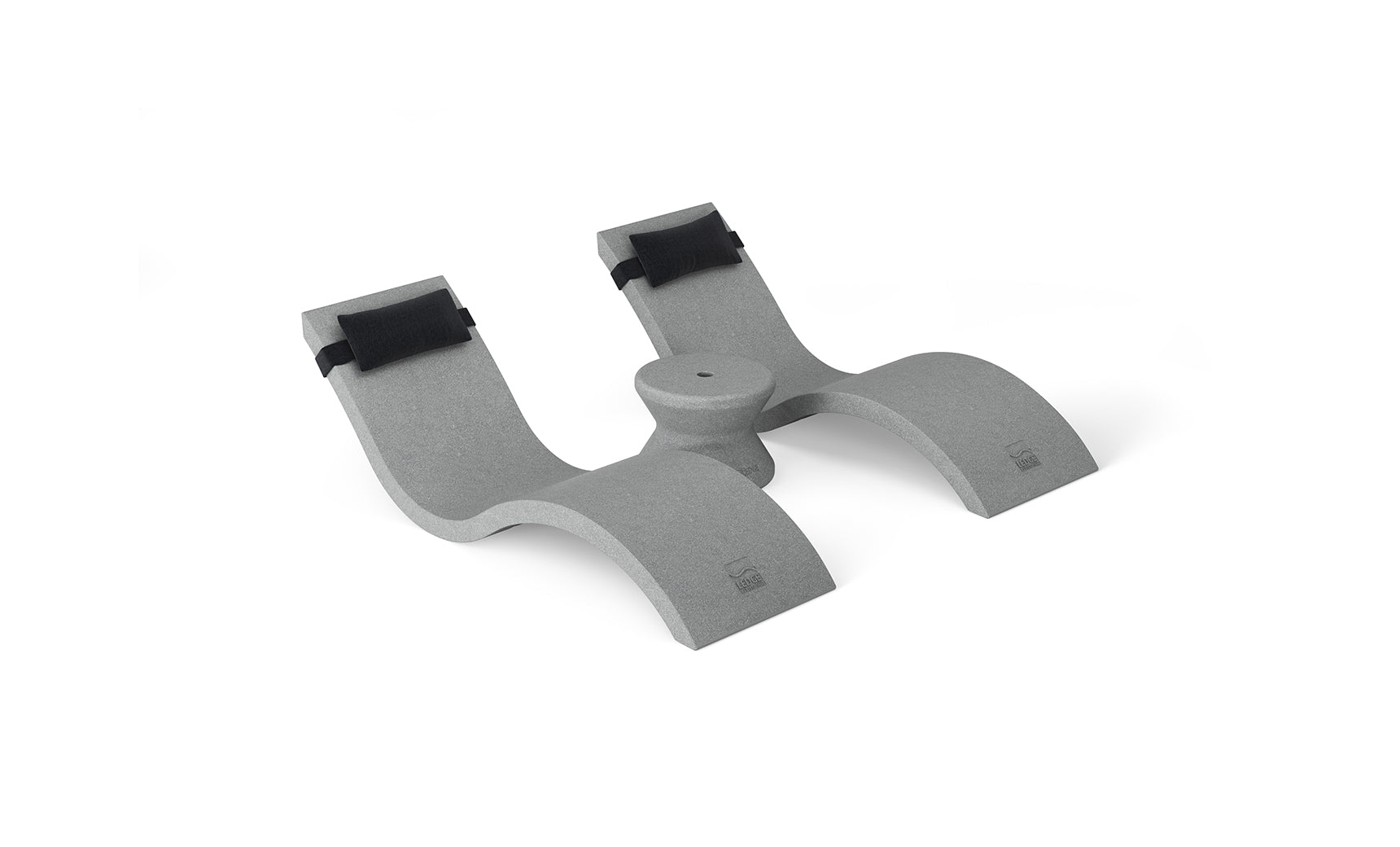 Enhance your workspace with this gray ergonomic laptop stand, featuring a central circular base and two curved arms with black non-slip pads. Its as essential as the Outdoor Paradise In-Pool Furniture Bundle by Ledge Lounger for elevating comfort and airflow.