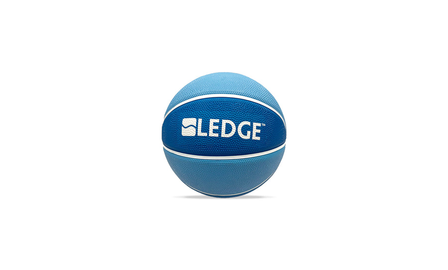 A blue Basketball by Ledge Lounger with a light blue middle stripe, white LEDGE text, and a stylized wave logo, shown on a white background.