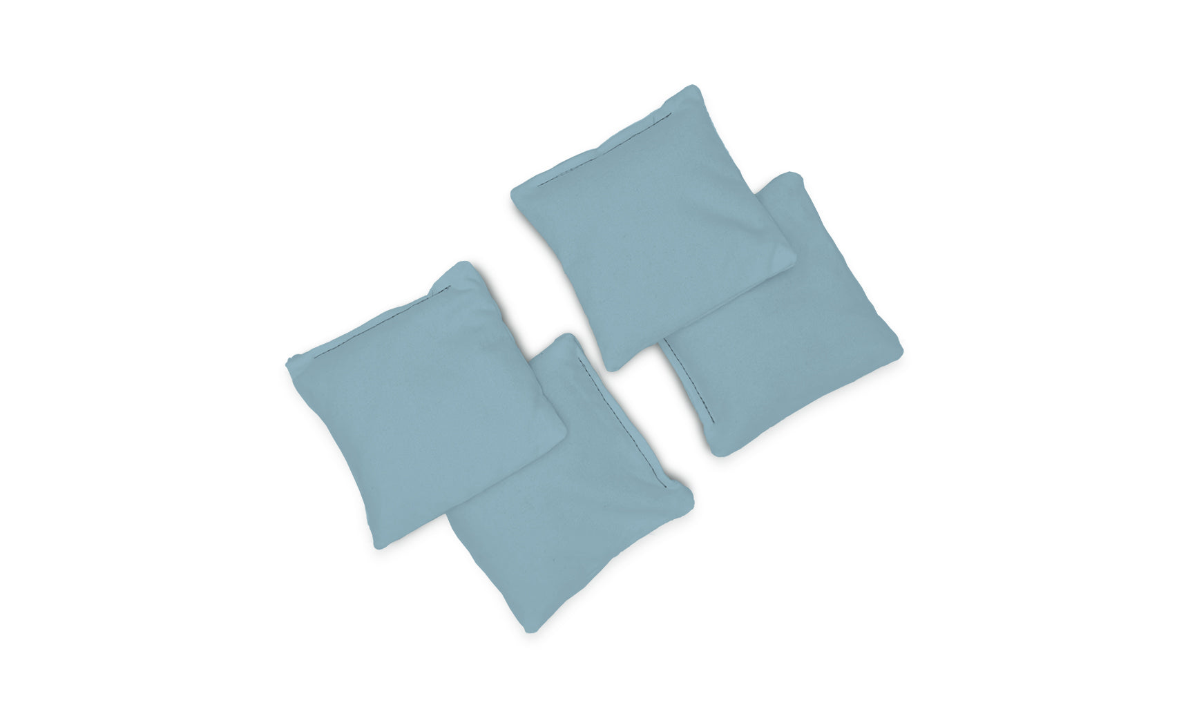Four Ledge Lounger Bean Bags in light blue fabric are arranged in a loose cluster on a white background.