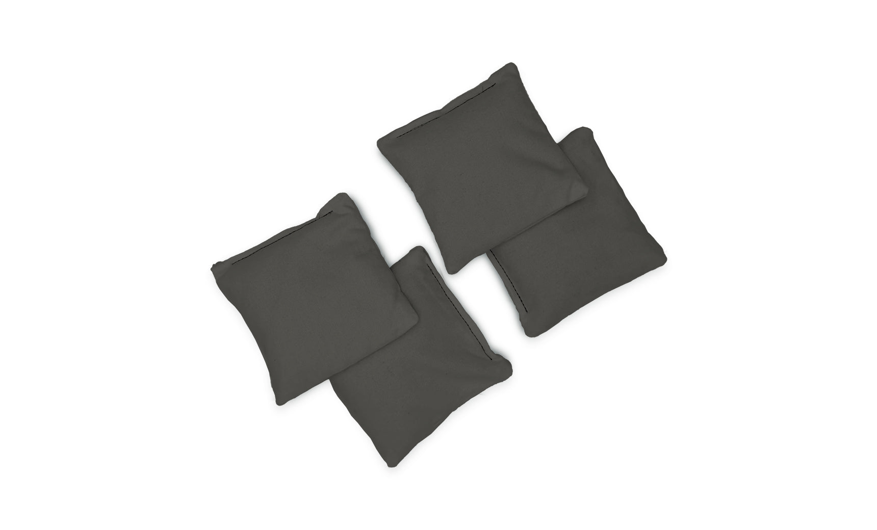 Four Ledge Lounger Bean Bags in dark gray are arranged in a clustered pattern on a white background.