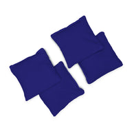 Four dark blue Ledge Lounger Bean Bags are arranged in a loose cluster on a white background, viewed from above.