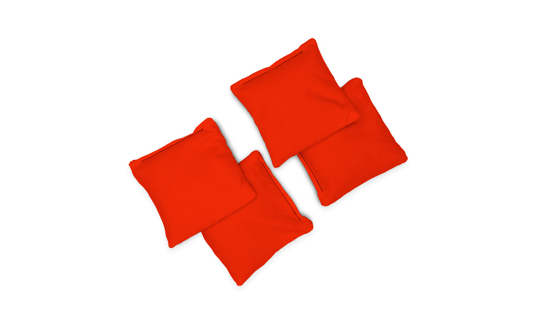 Four bright red Bean Bags by Ledge Lounger are arranged on a white background in two overlapping pairs, forming a slightly staggered grid pattern.