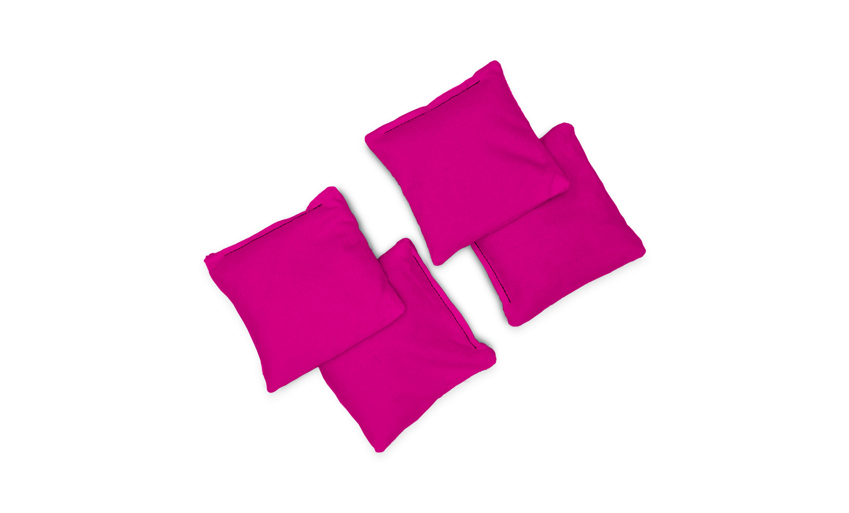 Four bright pink Ledge Lounger Bean Bags are arranged in a scattered pattern on a plain white background.
