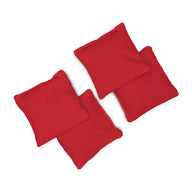 Four Ledge Lounger Bean Bags in bright red fabric are arranged with slight overlap on a white background.