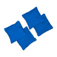 Four Ledge Lounger Bean Bags in blue fabric, arranged in a scattered pattern on a white background.