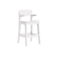 The Ledge Lounger Haven Hightop Armchair is a modern white outdoor bar chair with a curved backrest, armrests, and footrest—delivering comfort and style to your patio. Shown on a plain white background.