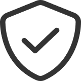 A simple black shield icon with a check mark in the center, indicating protection or security.